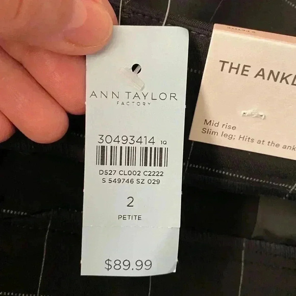 🆕 ANN TAYLOR FACTORY Black Windowpane Ankle Skinny Pants 2P🆕 - Picture 16 of 16